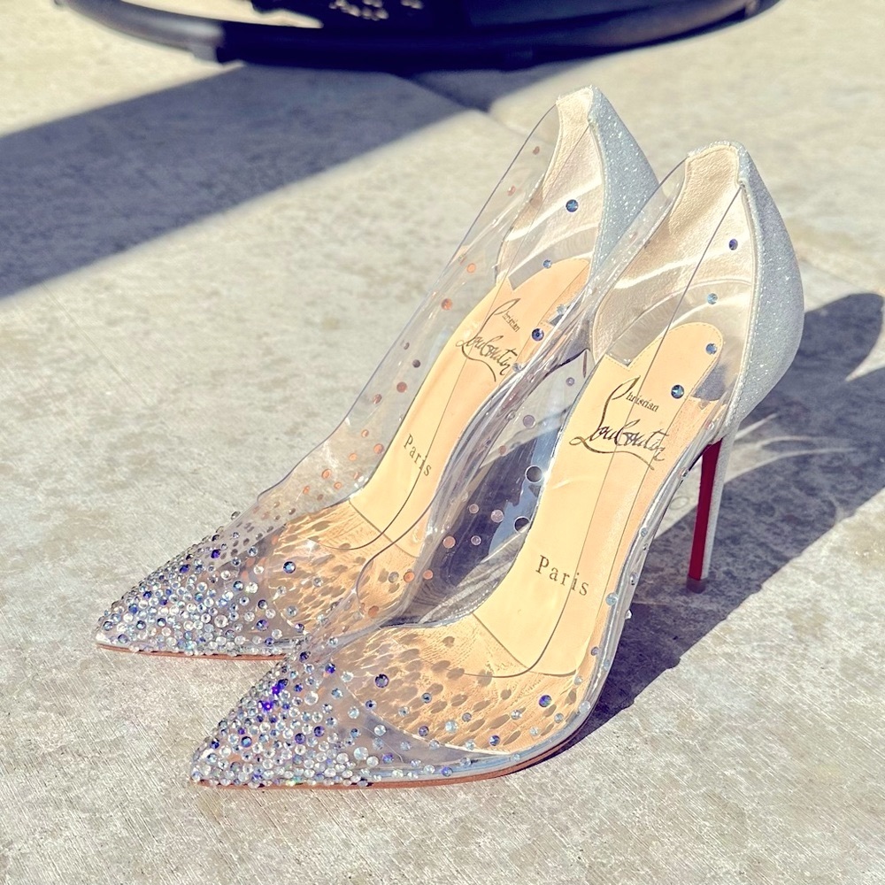 COPY - Christian Louboutin Degrastrass PVC 100mm pump dust bag and box included